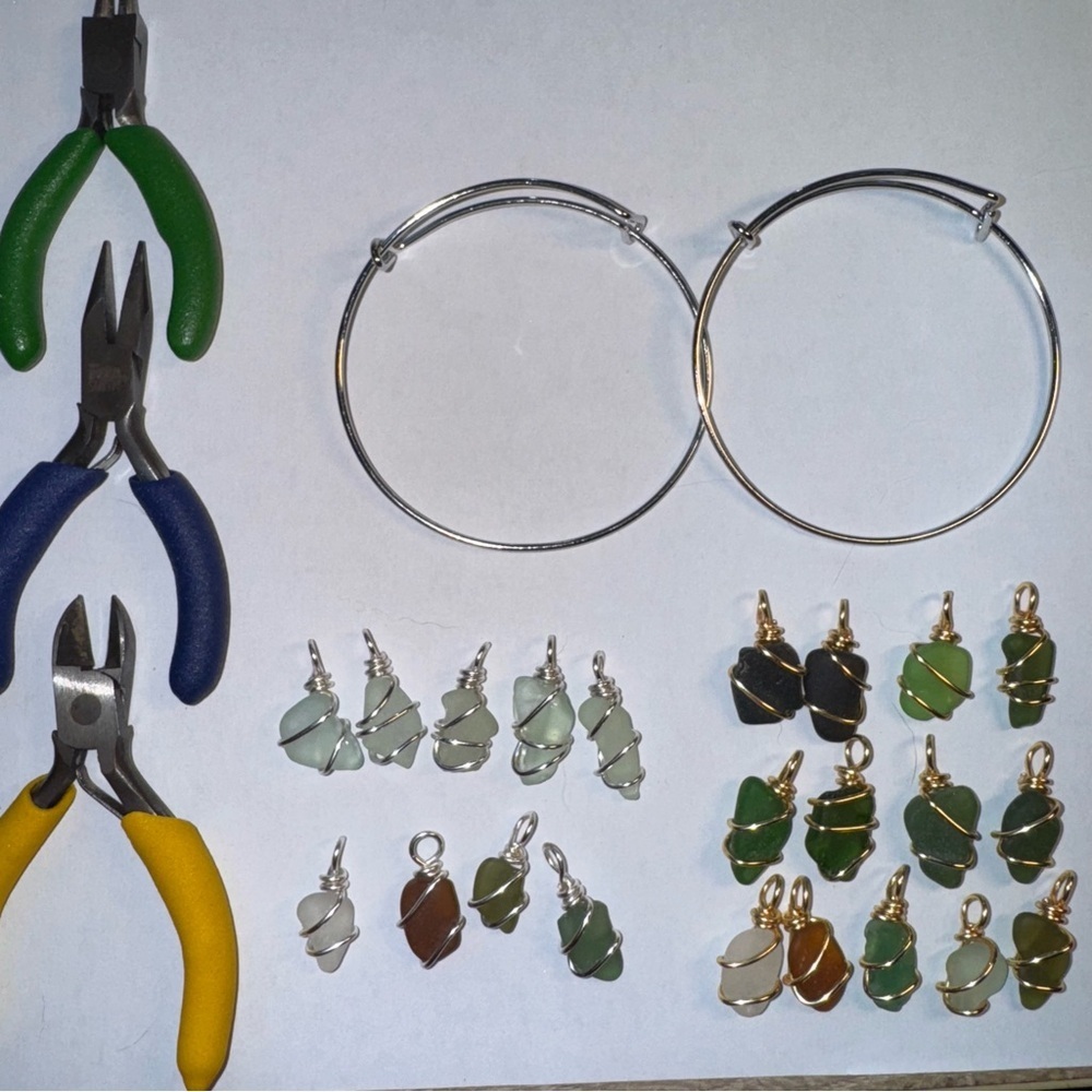Silver Wire Wrapped sea glass Bracelets